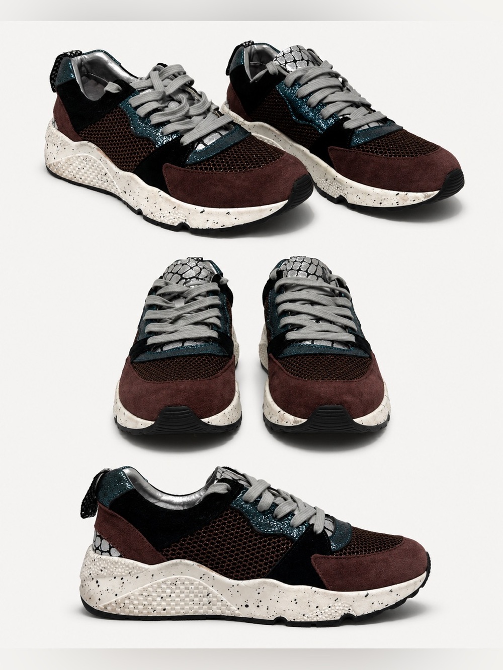 P448 Multicolor Sneakers with Mesh and Suede Details, Size 37,